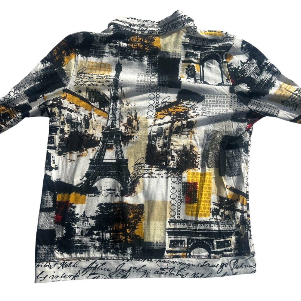 Onque Casual Paris Themed Lightweight Zip Jacket Size L - Picture 4 of 8